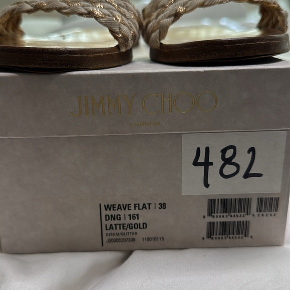 JIMMY CHOO WEAVE GLITTER FLAT MULES SANDALS - Picture 3 of 10